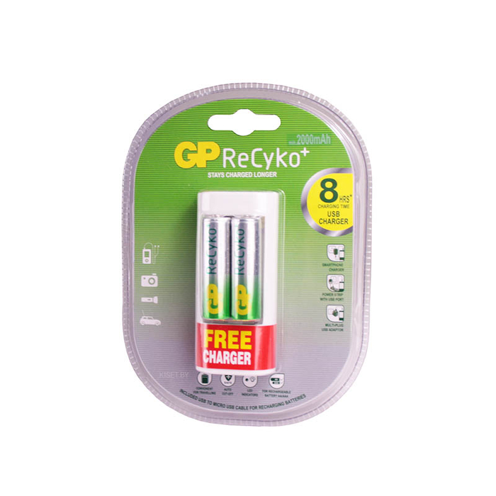 Зарядное устройство GP ReCyko U211 2xAAA/AA + аккумуляторы 2x2100mAh AA белый