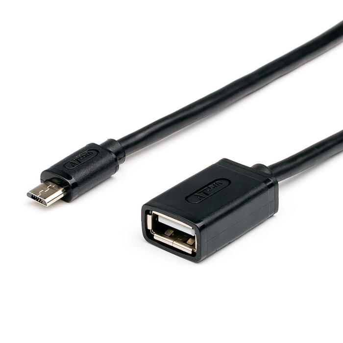 Кабель-переходник OTG Atcom AT3792 USB-A(m) - microUSB(f) 0,1м черный
