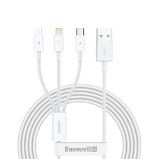Кабель 3в1 Baseus USB-A - Ligtning / Type-C / microUSB CAMLTYS-02 3.5A 1.5m белый