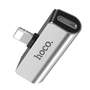 Адаптер HOCO LS25 AUX+charge Lightning - 3.5mm 2A серебристый