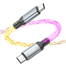 Кабель HOCO U112 Type-C - Type-C 60W 1m с подсветкой серый