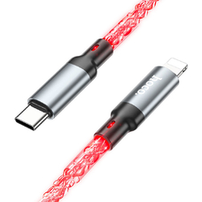 Кабель HOCO U112 Type-C - Lightning 20W 1m с подсветкой серый