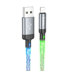 Кабель HOCO U112 USB-A - Lightning 2.4A 1m с подсветкой серый