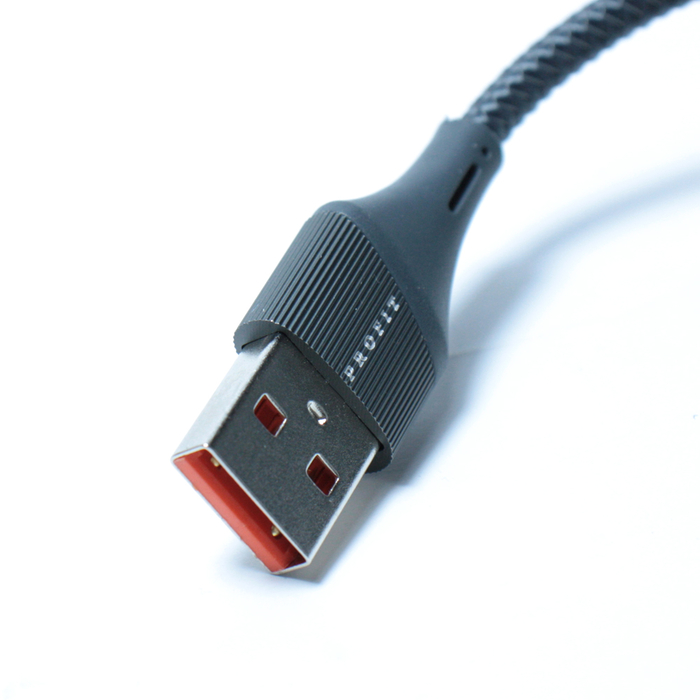Кабель PROFIT LS632 Type-A - Type-С 2m 30W серый тканевая оплётка