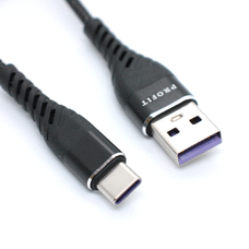 Кабель Profit VD50 USB-A - Type-C 1m 5A черный плетёный кабель