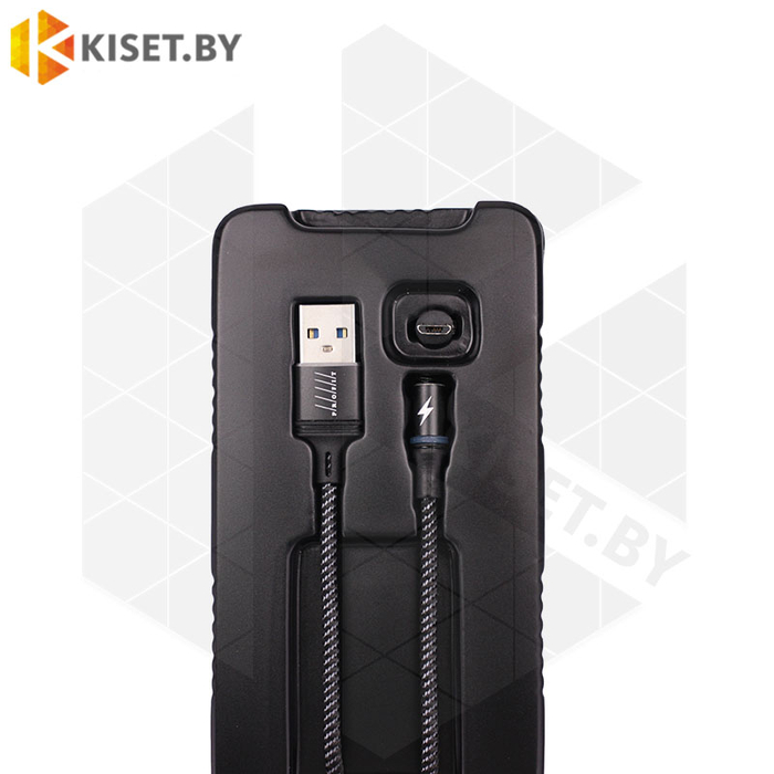 Магнитный кабель Profit USB - microUSB с тканевой оплеткой 1m 2.4A черный