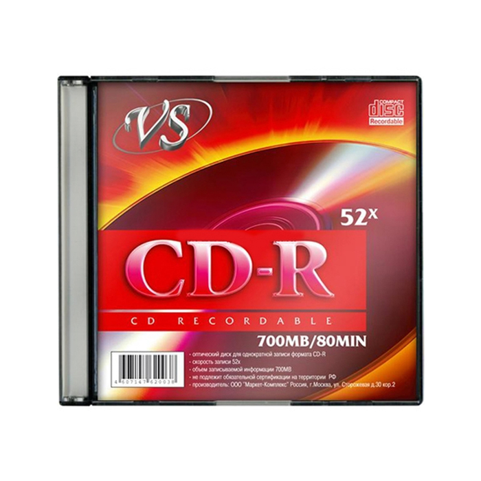 Оптический диск VS CD-R 52x 700MB в упаковке