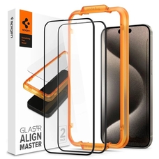 Защитное стекло SPIGEN ALM GLASS FC для IPHONE 15 PRO MAX черный 2 шт.