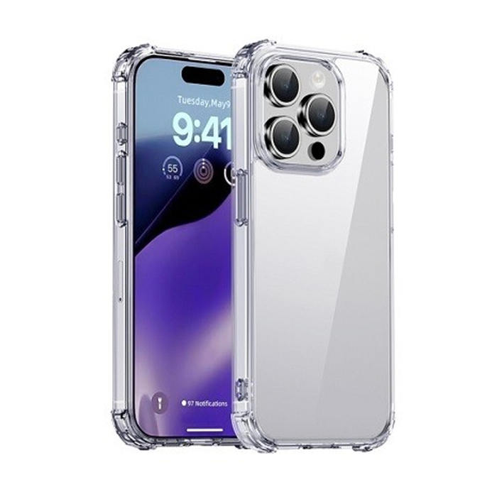 Силиконовый чехол противоударный iPAKY Crystal для iPhone 15 Pro Max прозрачный усиленные углы