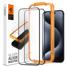 Защитное стекло SPIGEN ALM GLASS FC для IPHONE 15 PRO черный 2 шт.