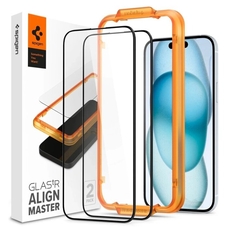 Защитное стекло SPIGEN ALM GLASS FC для IPHONE 15 черный 2 шт.