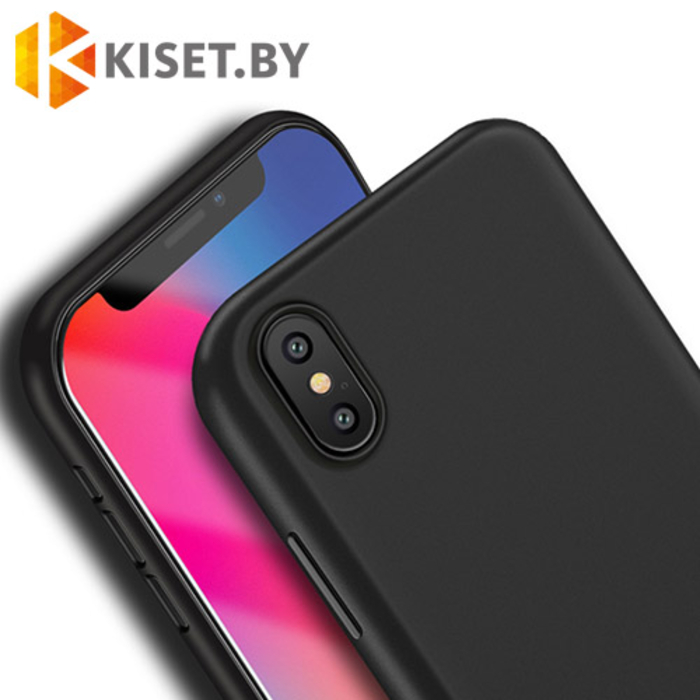 Силиконовый чехол матовый для Apple iPhone X, черный