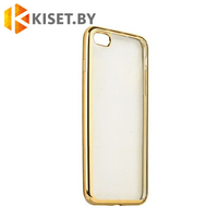 Силиконовый чехол для Apple iPhone 5/5s, прозрачный с золотой окантовкой