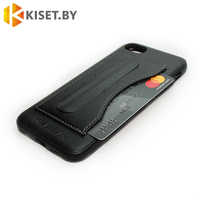 Чехол кожа-PU с карманом для карточки и подставкой для Apple iPhone 7 / 8 / SE (2020) черный