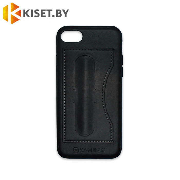 Чехол кожа-PU с карманом для карточки и подставкой для Apple iPhone 7 / 8 / SE (2020) черный
