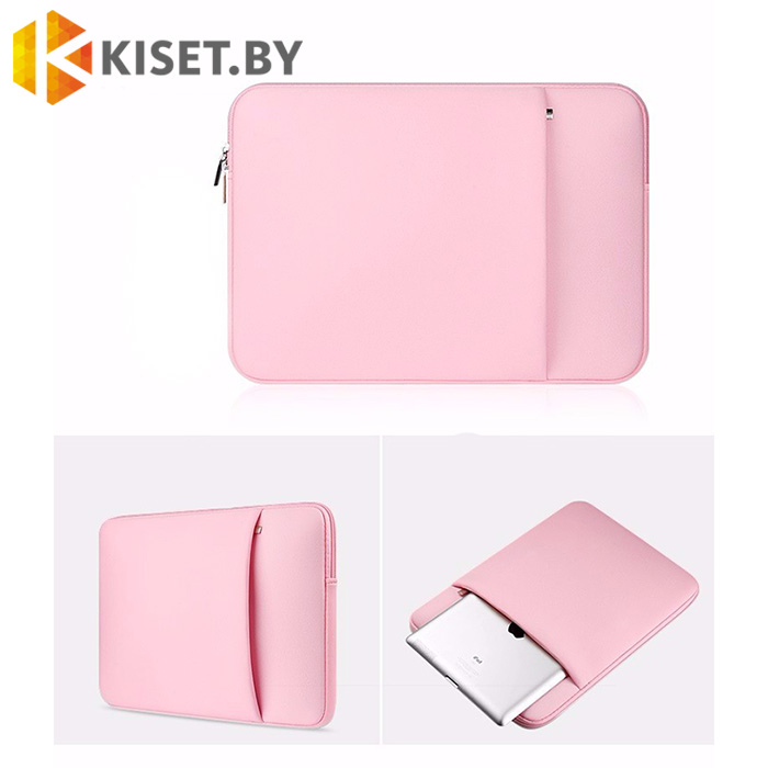 Чехол для ноутбука до 11,6 дюймов с доп карманом неопреновый розовый