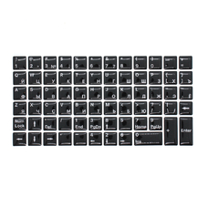 Силиконовые наклейки черные на клавиатуру 69 символов (белые символы ENRU-S69108)