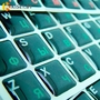 Силиконовые наклейки черные на клавиатуру (зеленые символы ENRU-S48103)