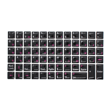 Силиконовые наклейки черные на клавиатуру 69 символов (розовые символы ENRU-S69106)
