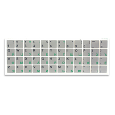 Виниловые наклейки серебристые на клавиатуру (зеленые символы ENRU-V48203)