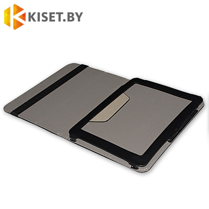 Универсальный чехол-книжка для планшета 20х15 см фиксация рамкой черный