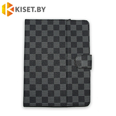 Универсальный чехол-книжка для планшета 22х16 см клетчатый черный