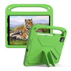 Детский чехол для планшета KST Kids Apple iPad Air 4 10.9 2020 (A2324 / A2072 / A2325 / A2316) / Air 5 2022 (A2589 / A2591) / Pro 11 (2018 - 2021) дюймов зеленый с ручкой и подставкой