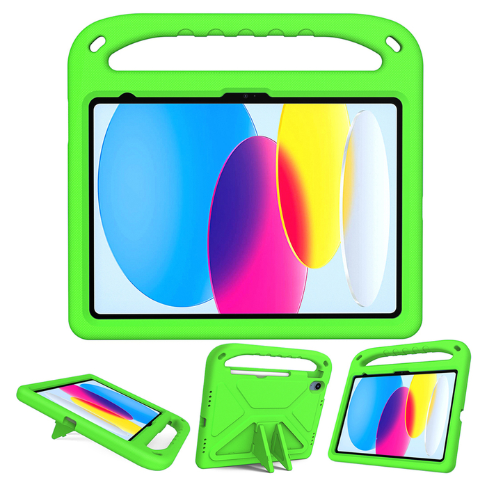 Детский чехол для планшета KST Kids Apple iPad 10.9 10th gen (2022) A2757 / A2777 / A2696  дюймов зеленый с ручкой и подставкой
