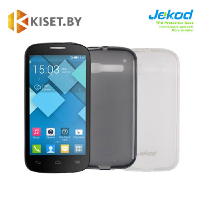 Силиконовый чехол Jekod с защитной пленкой для Alcatel One Touch Pop C5 5036D, черный