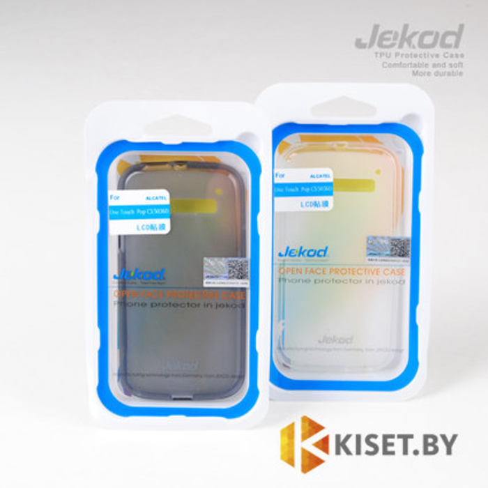 Силиконовый чехол Jekod с защитной пленкой для Alcatel One Touch Pop C5 5036D, черный
