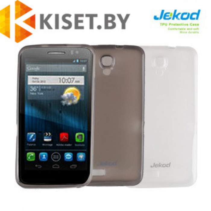 Силиконовый чехол Jekod с защитной пленкой для Alcatel One Touch Scribe HD 8008D, черный