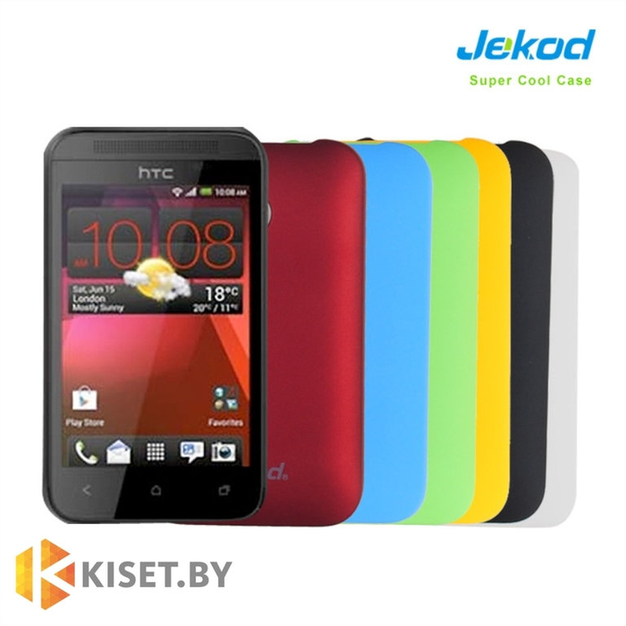 Пластиковый бампер Jekod и защитная пленка для HTC Desire 200, черный
