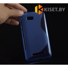 Силиконовый чехол для HTC Desire 400, синий с волной