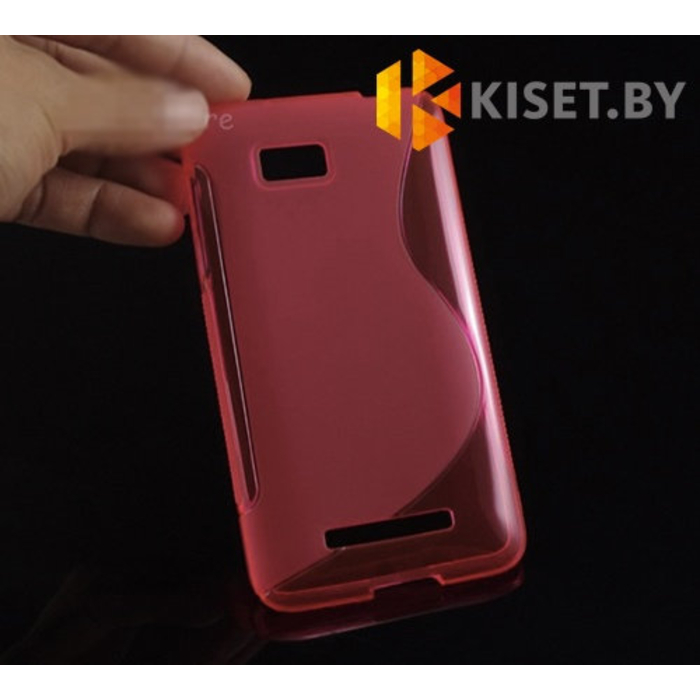 Силиконовый чехол для HTC Desire 400, розовый с волной