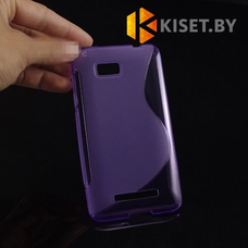 Силиконовый чехол для HTC Desire 400, фиолетовый с волной
