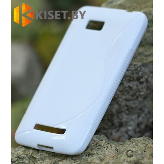 Силиконовый чехол для HTC Desire 400, белый с волной
