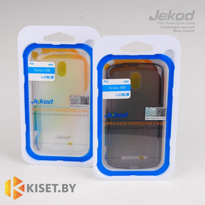 Силиконовый чехол Jekod с защитной пленкой для HTC Desire 500, черный