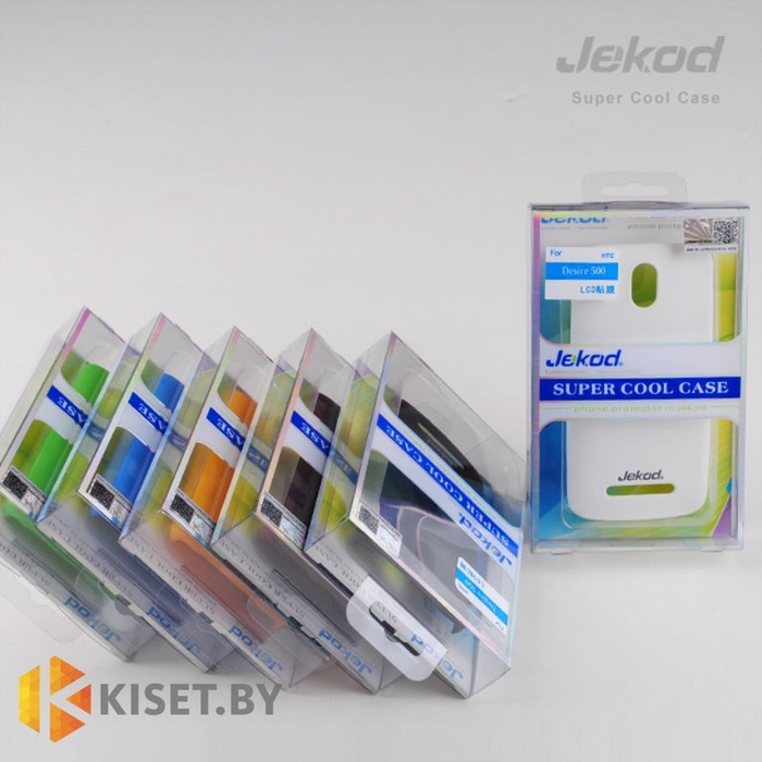 Пластиковый бампер Jekod и защитная пленка для HTC Desire 500, белый