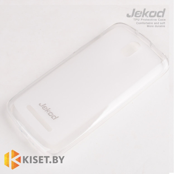 Силиконовый чехол Jekod с защитной пленкой для HTC Desire 500, белый