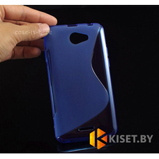 Силиконовый чехол для HTC Desire 516, синий с волной