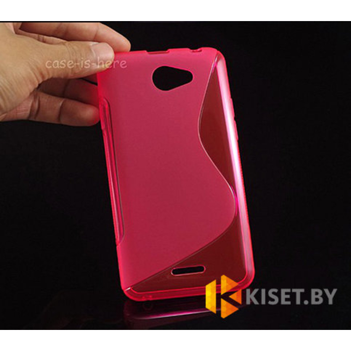 Силиконовый чехол матовый для HTC Desire 516, розовый с волной