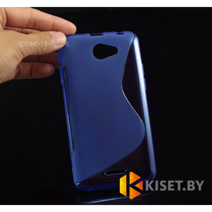 Силиконовый чехол матовый для HTC Desire 516, синий с волной
