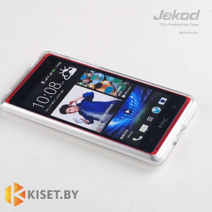 Силиконовый чехол Jekod с защитной пленкой для HTC Desire 600, белый