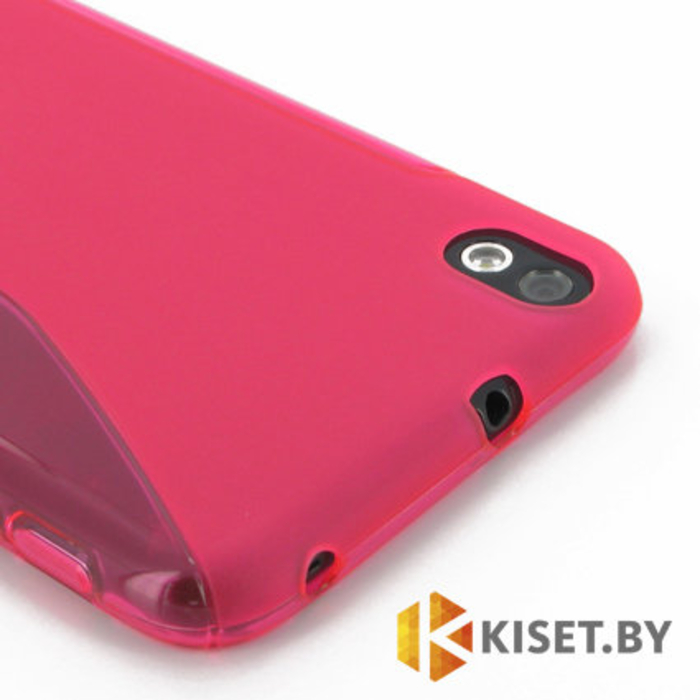 Силиконовый чехол для HTC Desire 816, розовый с волной