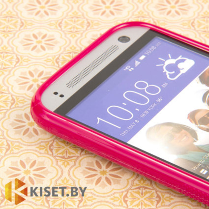 Силиконовый чехол для HTC One mini 2 (M8 mini), розовый с волной
