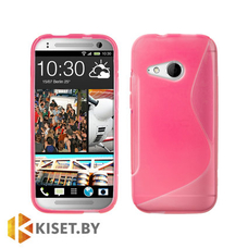 Силиконовый чехол для HTC One mini 2 (M8 mini), розовый с волной