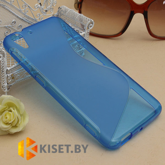 Силиконовый чехол для HTC Desire Eye, синий с волной