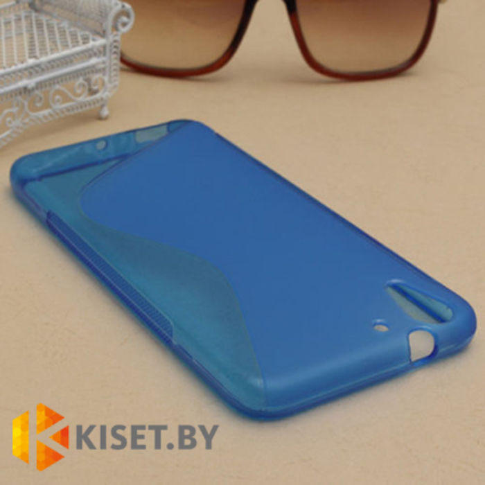 Силиконовый чехол для HTC Desire Eye, синий с волной
