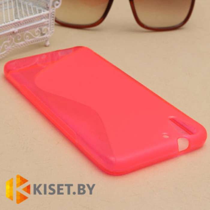 Силиконовый чехол для HTC Desire Eye, розовый с волной
