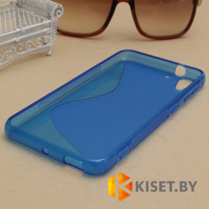 Силиконовый чехол для HTC Desire Eye, синий с волной